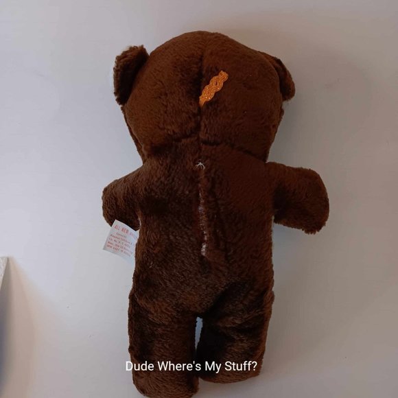 VINTAGE SHALOM TOY COMPANY 10" BOW-TIE TEDDY BEAR PLUSH TOY - Picture 3 of 5